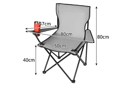 Skladane krzesło wędkarskie – szare krzesło kempingowe