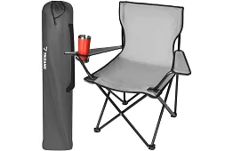 Skladane krzesło wędkarskie – szare krzesło kempingowe