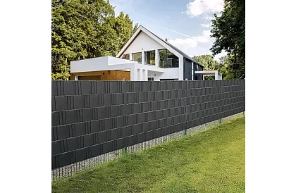 Taśma cieniująca na płot antracyt – panelowa 450 g/m2 + klipsy