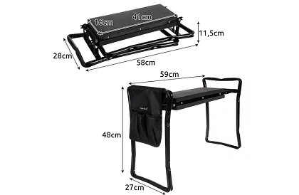 Składany ogródowy stołek 3w1 – stołek, ławka i organizer z narzędziami