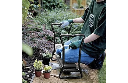 Składany ogródowy stołek 3w1 – stołek, ławka i organizer z narzędziami