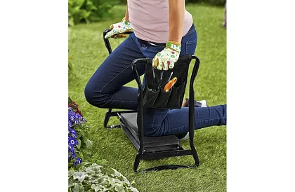 Składany ogródowy stołek 3w1 – stołek, ławka i organizer z narzędziami