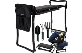 Składany ogródowy stołek 3w1 – stołek, ławka i organizer z narzędziami