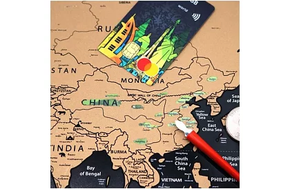 Mapa zdrapka z flagami – Scratch Map the World + akcesoria