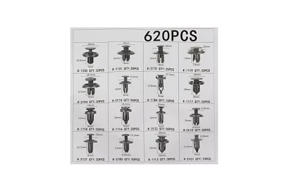 Uniwersalny zestaw klipsów i spinek do samochodu + ściągacze