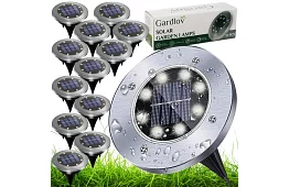 Oświetlenie ogrodowe solarne Dyski - 12 sztuk