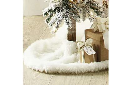 Podkładka pod choinkę - 90 cm - biała skóra
