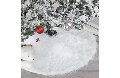 Podkładka pod choinkę - 90 cm - biała skóra