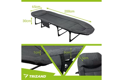 Łóżko kempingowe składane z materacem – nośność 150 kg