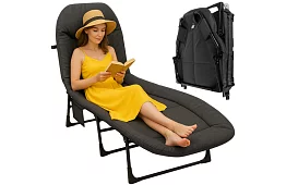 Łóżko kempingowe składane z materacem – nośność 150 kg