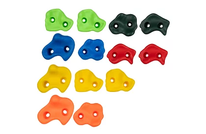 Chwyty wspinaczkowe – zestaw wspinaczkowy dla dzieci 13 kamieni + 2 uchwyty