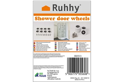 Kółka do drzwi przesuwnych kabin prysznicowych 23 x 6 mm – 8 szt.