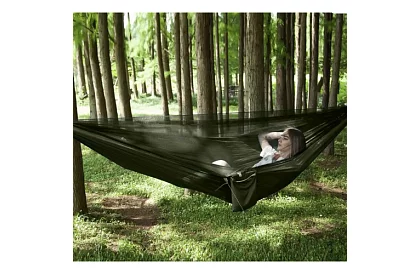 Hamak turystyczny z moskitierą dla dwóch osób – nośność 250 kg