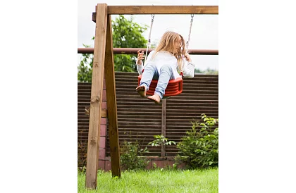 Huśtawka dziecięca na linach – plastikowa - czerwona