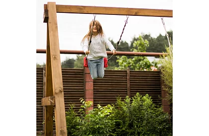 Huśtawka dziecięca na linach – plastikowa - czerwona