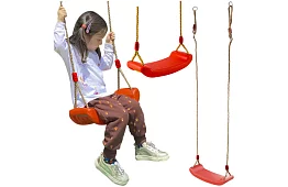 Huśtawka dziecięca na linach – plastikowa - czerwona