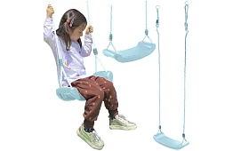 Huśtawka dziecięca na linach – plastikowa – niebieska