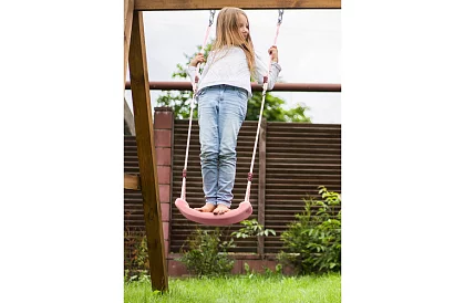 Huśtawka dziecięca na linach – plastikowa – różowa