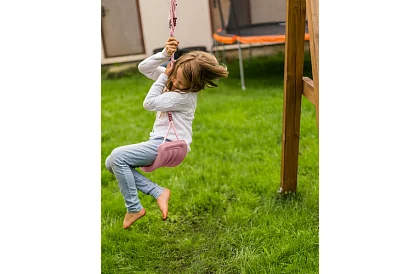 Huśtawka dziecięca na linach – plastikowa – różowa