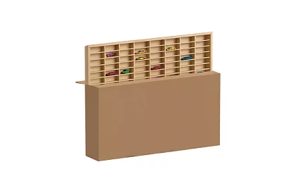 Kamion drewniana półka – organizer na samochodziki – 80 przegródek