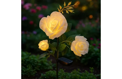 Lampka LED ogrodowa solarna – róża