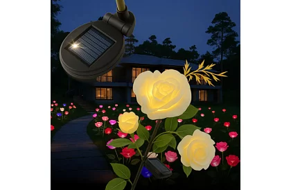 Lampka LED ogrodowa solarna – róża