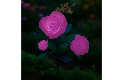 Lampka LED ogrodowa solarna – róża