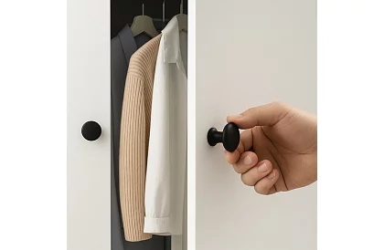 Uchwyty meblowe – czarne gałki - 10 sztuk