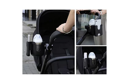 Uchwyt na napoje i telefon do rączki wózka