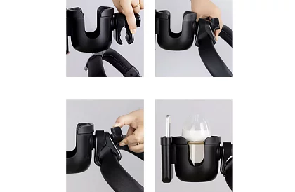 Uchwyt na napoje i telefon do rączki wózka