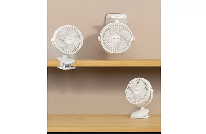 Wentylator bezprzewodowy z klipsem - biały - ładowany przez USB-C 1200 mAh