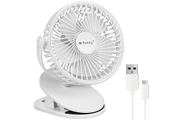 Wentylator bezprzewodowy z klipsem - biały - ładowany przez USB-C 1200 mAh
