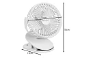 Wentylator bezprzewodowy z klipsem - biały - ładowany przez USB-C 1200 mAh