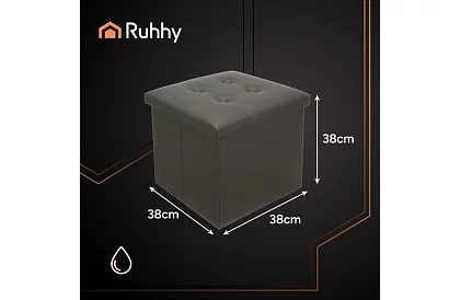 Skrzynka składana z miejscem do przechowywania – puf szary