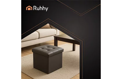 Skrzynka składana z miejscem do przechowywania – puf szary