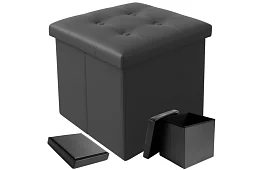 Skrzynka składana z miejscem do przechowywania – puf szary