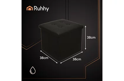 Skrzynka składana z miejscem do przechowywania – puf czarny