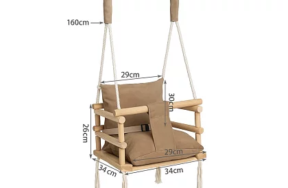 Huśtawka dziecięca wisząca – beżowy aksamit