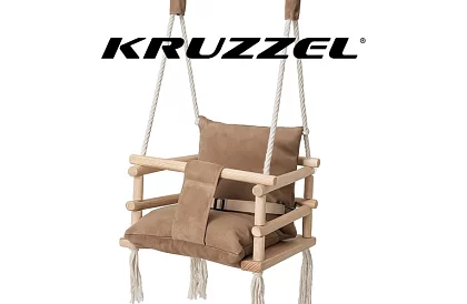 Huśtawka dziecięca wisząca – beżowy aksamit