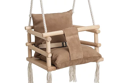 Huśtawka dziecięca wisząca – beżowy aksamit