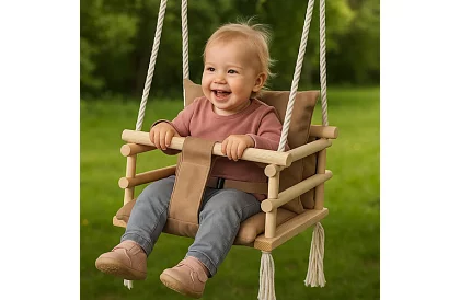 Huśtawka dziecięca wisząca – beżowy aksamit