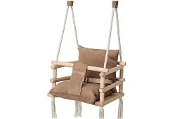 Huśtawka dziecięca wisząca – beżowy aksamit