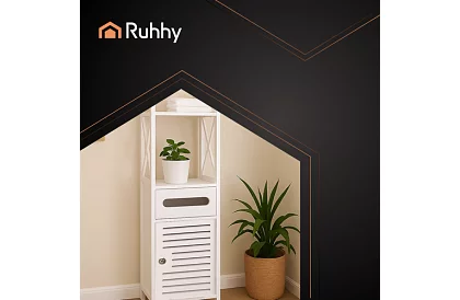 Szafka łazienkowa z uchwytem na papier toaletowy – biała