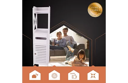 Szafka łazienkowa z uchwytem na papier toaletowy – biała