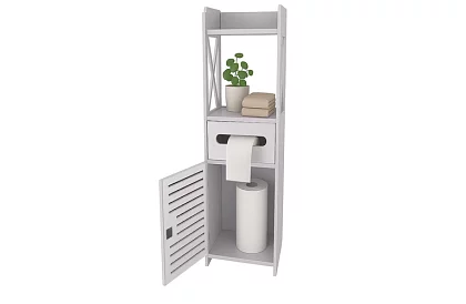 Szafka łazienkowa z uchwytem na papier toaletowy – biała