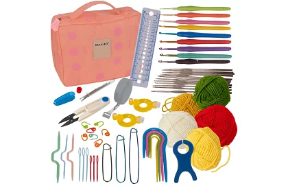 Zestaw do szydełkowania w etui z akcesoriami – 58 części