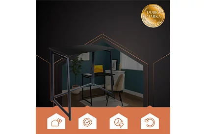 Składany czarny stół – 80 x 75 x 40 cm