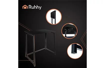 Składany czarny stół – 80 x 75 x 40 cm