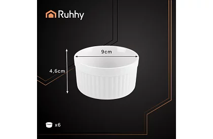 Zapiekane porcelanowe miski RAMEKINY – 6 sztuk w zestawie