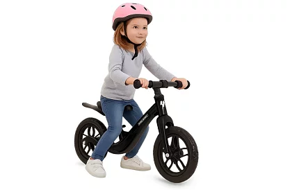 Dziecięcy lekki rowerek biegowy czarny – 12" koła + pasek na ramię